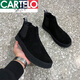 卡帝樂(lè )鱷魚(yú)（CARTELO）切爾西靴男士馬丁靴男款一腳蹬高幫棉鞋男鞋秋冬翻毛皮鞋加絨靴子 885黑色(加絨) 42