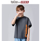 唐獅兒童t恤純棉短袖衣服男童休閑卡通韓版休閑上衣小女孩可愛(ài)夏季白 煙灰23橙色字母ZX 100