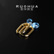 若華（RUOHUA）清夏 5-6mm/水滴形托帕石耳釘吊墜S925銀鍍金生日禮物送女友禮物 托帕石耳釘銀鍍金