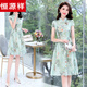 恒源祥改良沙沙氣質(zhì)旗袍連衣裙2026新款女夏季輕奢高級感高端小個(gè)子品牌 綠色 2XL
