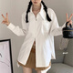妙奕嘉防曬白襯衫女新款白襯衣女士小個(gè)子寬松長(zhǎng)袖休閑襯衫薄款外套打底 雙拉鏈白色防曬襯衫外套 均碼 【建議130斤內(nèi)】