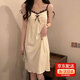 JIOESC睡衣夏季女吊帶睡裙梭織棉帶胸墊女士學(xué)生花邊杏色家居服睡衣裙 吊帶裙杏色 XL 【120-150斤】【帶胸墊可拆】
