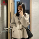 夏雨瑤短款雙面呢子大衣外套女2025年春季新款牛角扣赫本風(fēng)小個(gè)子 燕麥色【雙面呢大衣】 M