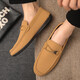 春季休閑潮男套腳大碼豆豆鞋男士懶人駕車(chē)潮流一腳蹬男鞋上班工作 QJ-DD90卡其 39