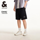杰克·瓊斯（JACK&JONES）男裝25年休閑短褲男夏季外穿運動衛(wèi)短褲涼感五分褲中褲寬松沙灘褲 E40黑色 M (175)
