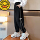 G.DUCKKIDS女童褲子春秋款2023新款秋裝兒童運動(dòng)褲大童秋季洋氣束腳休閑長(cháng)褲 黑色 170 cm年齡適合13-15歲小孩子