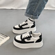 百麗踏系列品牌斷碼松糕厚底小白鞋女2025年春季百搭熊貓面包鞋增高板鞋 黑色 37
