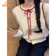 派吉鯊紅色波點(diǎn)外搭短款毛衣外套女秋冬2025新款針織開衫上衣 紅色波點(diǎn) 選用面料版 S 建議80-100斤