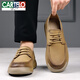 卡帝樂鱷魚（CARTELO）男鞋2025新款春季透氣休閑皮鞋戶外復(fù)古英倫工裝男士軟底潮鞋 黃色 40 【標(biāo)準(zhǔn)皮鞋碼】
