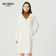 深呼吸DEEP BREATH女裝連帽收腰長(cháng)袖中長(cháng)連衣裙A500442 米白 M (3)