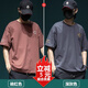貓人（MiiOW）夏季短袖t恤男士2025新款寬松大碼胖子刺繡體恤潮流純棉圓領(lǐng)半袖 磚紅色+深灰色 2XL