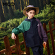 馬騎頓（MQD）【戶(hù)外】男童春季新品中大童撞色拼接山系上衣登山露營(yíng)連帽外套 藏青 160