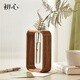 初心木藝花瓶花器木質(zhì)水培植物容器小花瓶干花插花創(chuàng  )意 大圓角木框花器 18cm