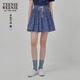 Teenie Weenie小熊半身裙女2025年夏季新款細褶碎花小清新文藝短裙 藏青色 M