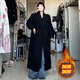 燦圖黑色西裝毛呢大衣女裝春秋季韓版高級(jí)感寬松加厚風(fēng)衣外套休閑衣服 黑色【加棉加厚】 M