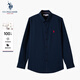 U.S. POLO ASSN.長(cháng)袖襯衫男純棉親膚透氣商務(wù)休閑寬松襯衣免燙外套 藏藍色 XL 