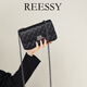 Reessy奢侈品牌包包女包菱格鏈條包女2024新款時(shí)尚感斜挎單肩小方包 黑色(禮盒裝)