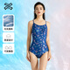 天姿天姿女士連體三角吊帶交叉露背萊卡顯瘦溫泉運動(dòng)專(zhuān)業(yè)競速游泳衣 暗藍迷蝶【簡(jiǎn)約優(yōu)雅 纖腰塑形】 L