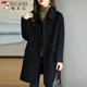 啄木鳥(niǎo)毛呢大衣2025春秋新款減齡加厚韓版保暖短款寬松小個(gè)子呢子外套女 黑色薄 輕薄 2XL