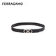 菲拉格慕（Ferragamo）男士牛皮銀扣腰帶 雙面可調節 黑色675542 724127 110