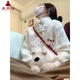 夏雨瑤小個(gè)子短款?yuàn)A棉兔毛毛外套女2025春秋新款上衣拼接毛衣開(kāi)衫女 米白色 M 100-110斤
