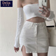 矜持范開(kāi)叉高腰顯瘦牛仔半身裙夏季2025年新款小個(gè)子包臀a字短裙子女裝 白色 【彈力防走光】 M