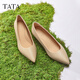他她（TATA）米色高跟鞋女貓跟百搭通勤單鞋女工作鞋新款 杏色（軟糯羊皮革-5cm） 38