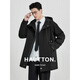 Hautton Jeans風(fēng)衣男士2026最新款春秋高級感痞帥百搭寬松休閑垂感連帽大衣外套 黑色 XL (180)