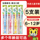 巧虎日本巧虎兒童牙刷3到6一12寶寶嬰兒訓(xùn)練軟毛乳牙刷膏套裝1歲2以上 偏硬【6歲-12歲】 5支