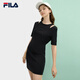 FILA 斐樂(lè)官方女子針織連衣裙2025夏新款時(shí)尚簡(jiǎn)約休閑修身連身裙 正黑色-BK M