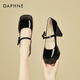 達(dá)芙妮（DAPHNE）婚禮增高小個(gè)子超高跟鞋女時(shí)尚粗跟淺口瑪麗珍鞋女皮鞋 黑色 35