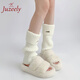 JUZEELY秋冬寬松腿套日系少女百搭堆堆襪金屬標襪套保暖針織鞋套 【少女心】奶油白 1雙 均碼