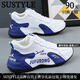 SUSTYLE高檔奢侈品男鞋真皮運動(dòng)鞋男女春秋新款防臭時(shí)尚老爹鞋男休閑百搭 白藍 內增高 四季單鞋 39 男款