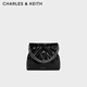 CHARLES&KEITH鏈條單肩腋下托特包流浪包包女包女友生日禮物CK2-20671559 Noir黑色 M