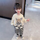G.DUCKKIDS女童套裝春秋2025新款兒童衣服兔子警官小女孩衛衣中小童兩件套3 米色條紋aecqcaa 90 適合80-90年齡1-2歲左右