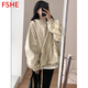 FSHE工裝連帽短外套女春秋2025新款春秋休閑寬松夾克棒球服外套上衣 杏色外套 M 95至110斤