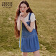 Teenie Weenie小熊連衣裙女2025年夏季新款學(xué)院風(fēng)活力牛仔背帶裙短裙女