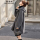 佰藍嬌毛呢外套女中長(cháng)款2025秋冬季女裝新款高級感洋氣雙面羊毛斗篷大衣 深灰色 L