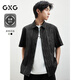 GXG男裝 25年夏季新款肌理感撞色條紋短袖襯衫上衣男#G25D232002 黑色 XL