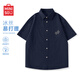 名創(chuàng  )優(yōu)品（MINISO）襯衫男夏季冰絲薄款涼感透氣男士潮流復古工裝短袖襯衣 藏青 2XL