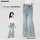 moonkids女童牛仔褲春裝微喇褲子2025新款兒童春季時(shí)髦喇叭褲加厚長(cháng)褲 13160藍色牛仔褲 120 cm