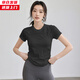 槿城2026春夏季新款運動(dòng)健身短袖速干瑜伽服跑步訓練上衣緊身顯瘦T恤 黑色TX0298 M