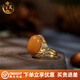 詩(shī)芙璐自然保真雞油黃琥珀蜜蠟女戒文玩手飾感蛋面鑲嵌鋯石活口送媽媽 老蜜蠟蛋面滿鋯戒指 20號(hào)