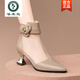 啄木鳥品牌短靴女夏季鏤空網(wǎng)靴2025新款女鞋網(wǎng)格粗跟馬丁靴高跟鞋花朵 卡其色 37