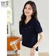 她享短袖T恤女百搭POLO衫休閑刺繡設計感翻領(lǐng)T恤上衣 T143T1573