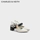 CHARLES&KEITH尖頭高跟金屬扣涼鞋高跟鞋生日禮物送女友CK1-61720210 Chalk粉白色 36 （230）
