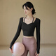 ACKDCS瑜伽服女秋冬收腰顯瘦運動(dòng)網(wǎng)球騎行專(zhuān)業(yè)普拉提長(cháng)袖健身帶胸墊上衣