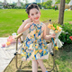 迪士尼女童吊帶連衣裙夏季2024新款兒童背心裙棉布洋氣寶寶碎花公主裙子 綠色 120