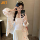Jret2025少女寬松甜美波點(diǎn)日系彩色設計短袖襯衫女夏季上衣減齡襯衣 白色 L