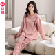 芬騰睡衣女純棉春秋季長(cháng)袖套頭套裝夏天可愛(ài)甜美少女加大碼家居服 FX2490447粉色 L 建議：110-125斤